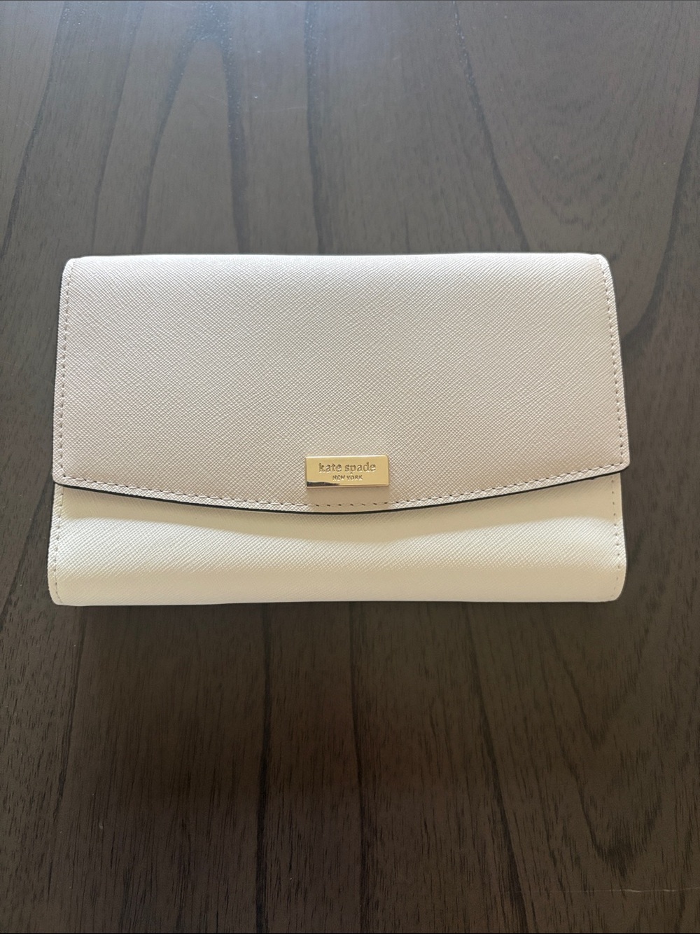 kate spade Two-Tone Cream and Light Pink Saffiano Leather Clutch